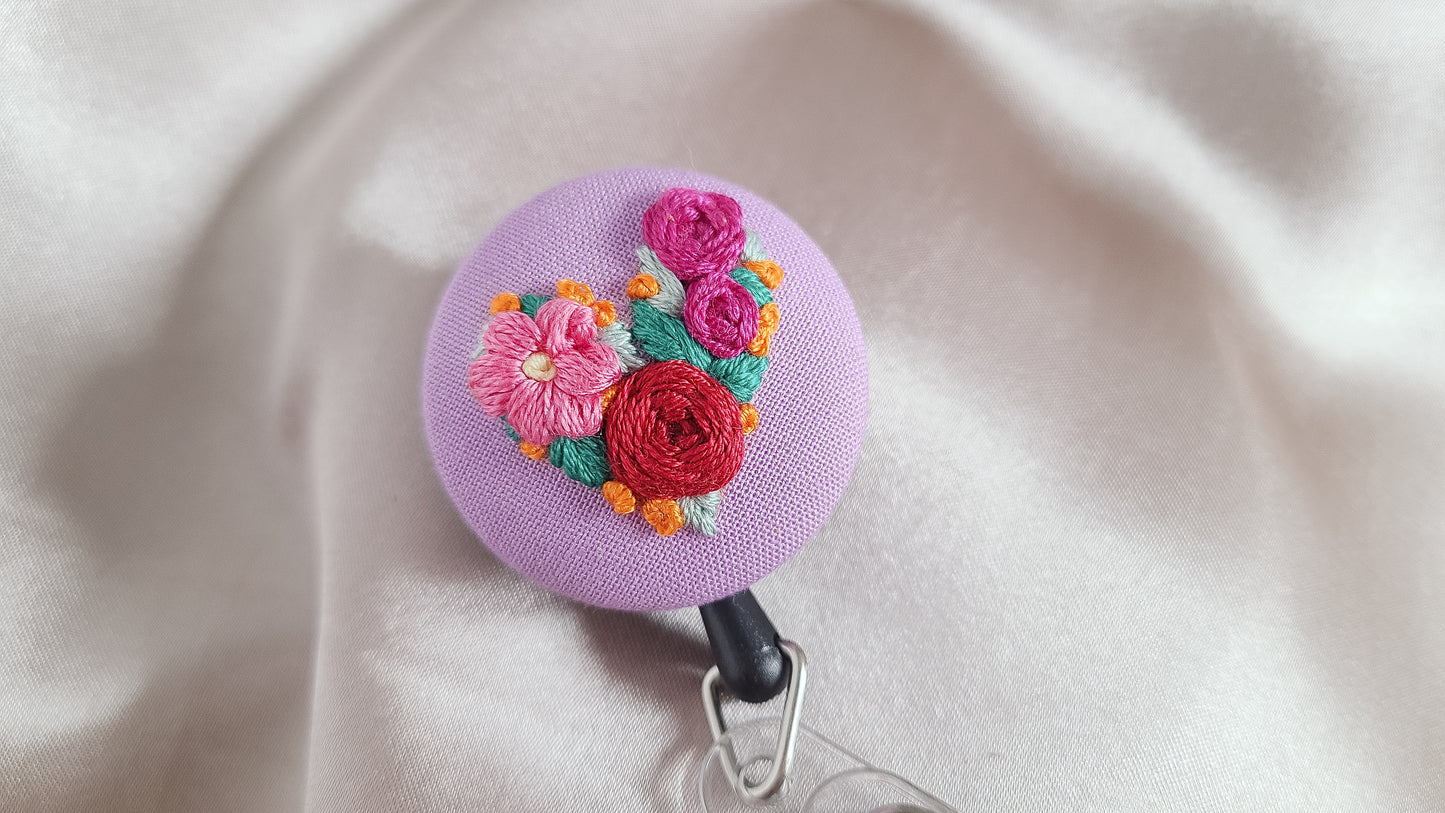 Pink and Purple Heart Flower Patch Hand Embroidered Badge - Little Love Parcels