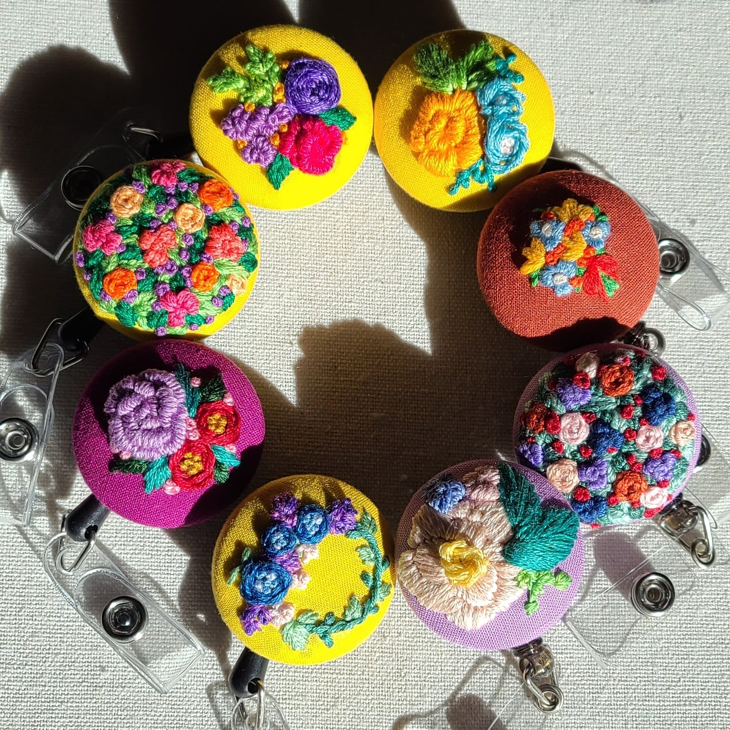 hand embroidered retractable badge reel holder ID