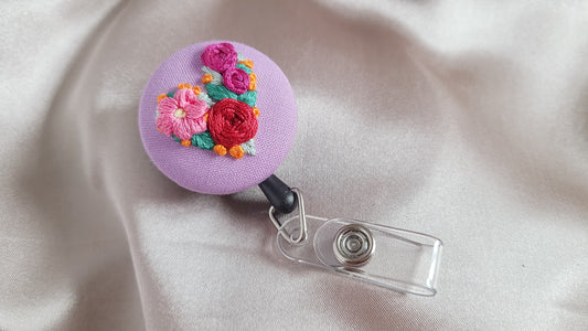 Pink and Purple Heart Flower Patch Hand Embroidered Badge - Little Love Parcels